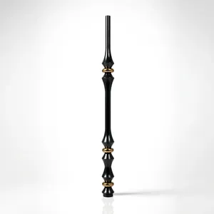 Balustre d'escalier moderne en fer noir avec anneaux décoratifs dorés, embout de rampe métallique décoratif pour la conception intérieure d'escaliers de luxe - Product Image 5