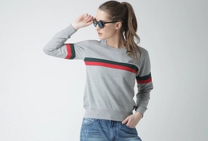 เสื้อสเวตเตอร์คอกลมสีเทาสำหรับผู้หญิงแขนยาวผ้าฝ้ายถักสวมใส่สบายๆในฤดูใบไม้ร่วง - Product Image 5