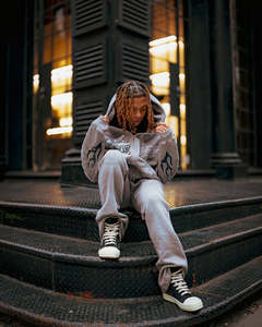 Conjuntos apilados vintage con logotipo personalizado, chándales para hombre, pantalones acampanados de dos piezas y sudaderas con capucha, chándales de invierno con patrón sólido - Product Image 3