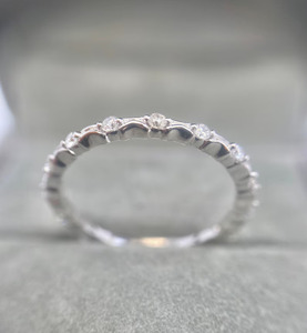 Classic Women's 925 <b>Silver</b> Plated Rhodium Eternity Band <b>Ring</b> With Natural Round Diamond Pave Setting For Engagement - Product Image 1