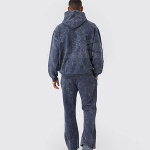 Puff Print Heavyweight Summer Breathable Sweatsuit <b>Mens</b> Custom Logo <b>Flare</b> Tracksuit Cotton Raw Hem Flared Pants Tracksuit - Product Image 4