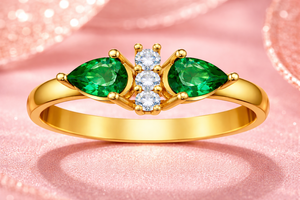 <b>Emerald</b> Color Cubic Zirconia 925 Sterling <b>Silver</b> Stackable Promise Engagement <b>Ring</b> - Product Image 2