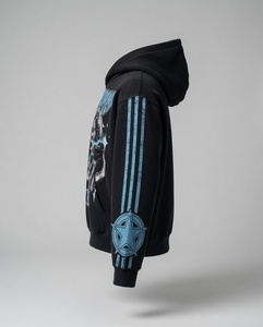 Sudadera con Capucha Negra Personalizada para Hombre, Estilo Punk con Estampado de Joker, Diseño Desgastado, Ropa Urbana Y2K, Forro Polar, 100% Algodón Orgánico, Otoño - Product Image 4
