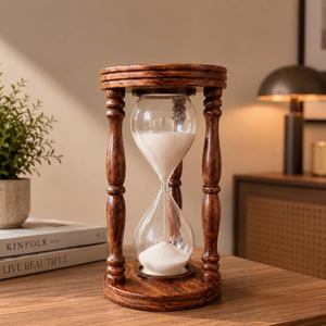 Reloj de Arena de Madera Decorativo, Reloj de Arena de Madera para Decoración del Hogar, Cocina y Oficina, Elegante Reloj de Arena de Mesa con Aspecto Natural - Product Image 2