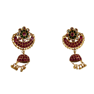 Fine Dangle Earrings Half Moon Kemp Jhumki - Product Image 3