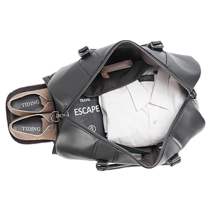 Leather <b>Duffel</b> <b>Bag</b> With Shoe Compartment Duffle <b>Bag</b> Zipper Closure Travel Weekender <b>Bag</b> Black <b>Duffel</b> <b>Bag</b> Travel Duffle <b>Bag</b> - Product Image 6