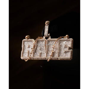 <b>Custom</b> RADC Letter Pendant Lab Grown Diamond 925 Sterling Silver 18K Gold Plated Hip Hop <b>Name</b> <b>Necklace</b> GIA Certified Gift - Product Image 1