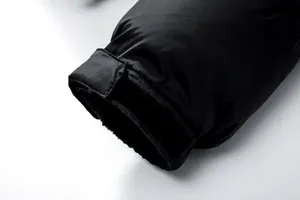 Men's Winter <b>Puffer</b> Jacket Orange <b>Black</b> Color Blocking Stand Collar Zipper Closure Thick Down Filled Casual Style Short Length - Product Image 4