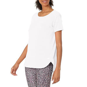 T-shirts pour femmes True Comfort en gros – Coton et fibre de bambou respirants, écologiques, à ourlet ovale uni, manches courtes, col rond, fins - Product Image 1