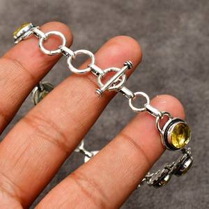 Citrine <b>Gemstone</b> <b>Bracelet</b> Handmade 925 Sterling Silver Jewelry Natural Yellow Stone Womens 7 Inch <b>Bracelet</b> Gift - Product Image 3