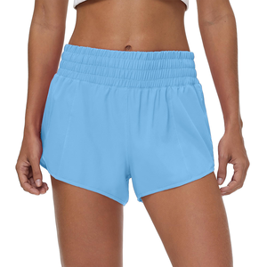 กางเกงวิ่งขาสั้นสำหรับผู้หญิง กางเกงฟิตเนสเอวกลางแบบสั่งทำได้ ลายเรียบ สำหรับออกกำลังกาย ไซส์ใหญ่ แห้งเร็ว - Product Image 3