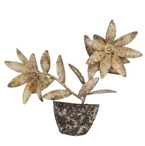 Pot de fleurs décoratif mural ou de table en métal moderne, fait main, couleur naturelle, écologique et design - Product Image 3