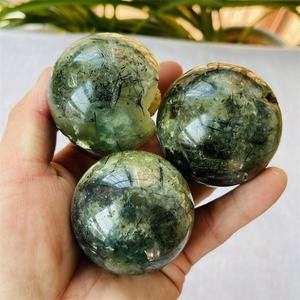 Wholesale Natural Green Grape Agate Sphere Quartz <b>Crystal</b> <b>Ball</b> Black Rutile Prehnite Agate Sphere Top Grade Gemstone - Product Image 3