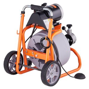 Macchina Portatile per la Pulizia degli Scarichi con Ruote a Spirale da 75FT x 3/8 Pollici e Alimentazione Automatica, 8 Lame - Product Image 1