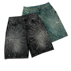 Vintage Breathable Distressed Washed Straight-leg Cropped <b>Trousers</b> Men Jorts Summer Cotton Breathable Shorts - Product Image 3
