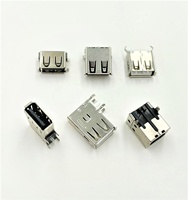 Conector USB Tipo Hembra 2.0 Original de Fábrica, 90 Grados Vertical, DIP, Ángulo Recto, 4P, Terminales de Soldadura, Bronce Fosforoso, Compatible con RoHS, PCB