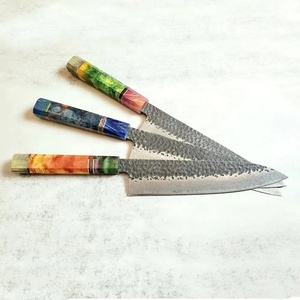 Juego de Cuchillos de Chef Profesionales de Acero al Carbono Damasco, Hechos a Mano por Ahmad Fabric, 5 Piezas, con Funda de Cuero, Diseño Moderno, Personalizable - Product Image 4