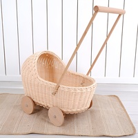 Poussette pour poupée mignonne en rotin, fabriquée à la main au Vietnam, vente en gros, jouet pour enfant, poussette pour poupée