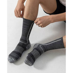 Men's Ankle Knitted Spandex/Polyester Crew Socks-<b>Cushioned</b> Moisture-Wicking Breathable Anti-Bacterial Cuff Detail Spring Hiking - Product Image 2