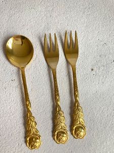Ensemble de couverts de luxe en laiton, 3 pièces (fourchette, cuillère, couteau), gravure personnalisée, compatible lave-vaisselle, pour décoration de mariage - Product Image 6