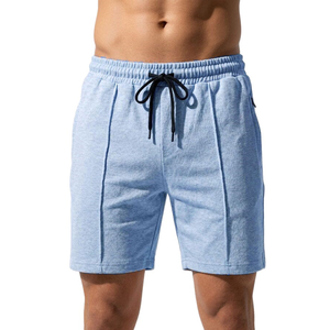 Shorts pour homme en coton et polyester bleu ciel, taille à cordon, décontractés, respirants, séchage rapide, longueur Bermuda, couleur unie, tricotés - Product Image 4