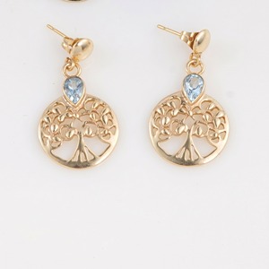 Pendientes Colgantes de Topacio Azul Natural con Forma de Ancla, Chapados en Oro, Corte Asscher, Joyería Cristiana Moderna Hecha a Mano, Regalo para Mujer - Product Image 5