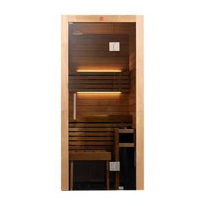 Nouvelle cabine de sauna intérieure UTU Mini pour 1 personne avec façade en verre, bois ThermoAspen de qualité supérieure, sauna résidentiel haut de gamme - Product Image 1