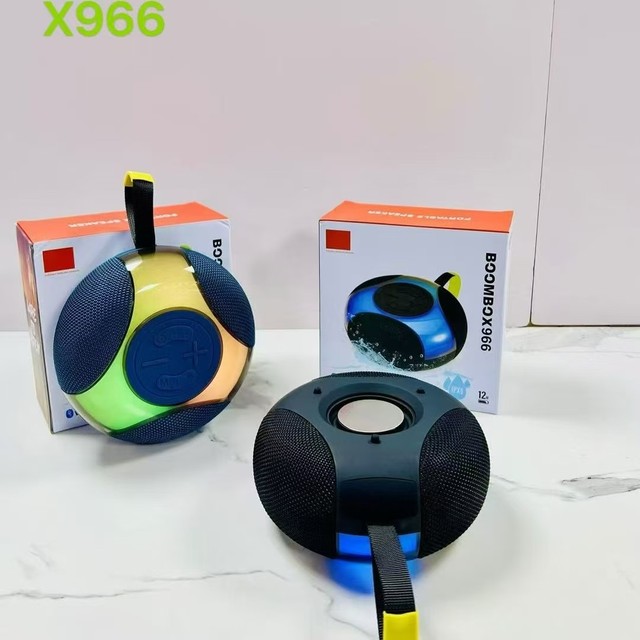 X966 Portable Wireless Speaker Outdoor Soundbox RGB Light Heavy Bass Loud Stereo Music Player with Hand Strap for Camping Party