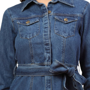 Robe chemise en jean longue pour femme, décontractée et tendance, en coton, fabrication et vente en gros - Product Image 4