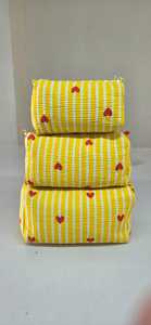 Ensemble de trousses de maquillage de voyage en coton doux matelassé, pochette cosmétique, organiseur de toilette, sacs de rangement légers à fermeture éclair - Product Image 2