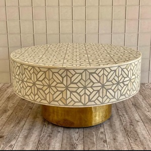 ILAHI's Bone Inlay <b>Table</b> Modern Design Agate Detailing <b>Storage</b> Portable Home Furniture - Product Image 2