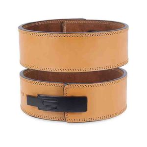 Cinturón de levantamiento de pesas de cuero resistente con hebilla de palanca y soporte ajustable para la espalda, ideal para culturismo y entrenamiento de powerlifting. - Product Image 6