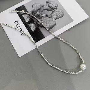 Large 9-10mm Freshwater Pearl Necklace with Flawless <b>Light</b> Strong Plain Style Meter-Shaped <b>Point</b> Necklace - Product Image 2