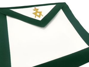 Member Allied Masonic Degrees <b>Apron</b> Green Velvet <b>White</b> Body, Adjustable Belt, Premium Regalia Wear - Product Image 2