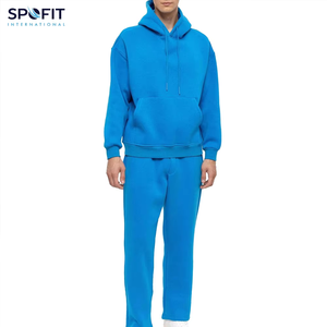 Conjunto de Sudadera con Capucha y Pantalones Deportivos de 2 Piezas para Hombre, Estilo Urbano, Otoño-Invierno, Color Sólido, Cierre con Cordón, Estampado Serigrafiado, 100% Algodón - Product Image 2