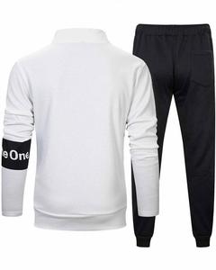 Conjunto Deportivo Unisex, Blanco y Negro, Bloques de Color, Cierre de Cremallera, Cuello Alto, Transpirable, Corte Regular, Ropa de Otoño - Product Image 3