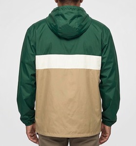 New Trend Outdoor <b>Men</b> Green Beige Contrast <b>Pullover</b> Windbreaker <b>Jacket</b> Half Zip Hooded Lightweight Windproof Casual Streetwear - Product Image 2