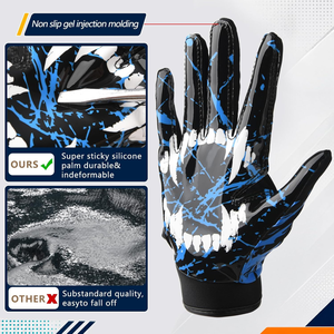 Gants de football américain haut de gamme pour receveurs, paume en silicone adhérent, couleur personnalisée, logo personnalisé, légers - Product Image 3