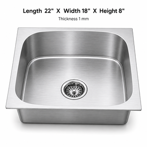 Brushed Stainless Steel <b>Kitchen</b> <b>Sink</b> Single Bowl Countertop Basin - Product Image 4