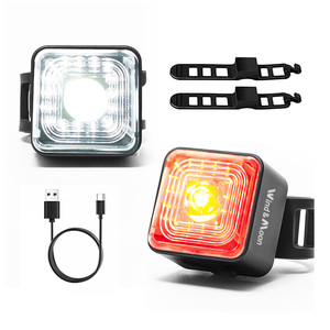 Set Luci Bici LED Combo USB Ricaricabili, Faro Anteriore E Fanale Posteriore, Nero Con Clip