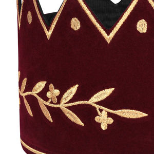 Gorra de Alta Calidad King Royal Arch Chapter Crown - Terciopelo Rojo y Dorado con Cinturón Ajustable, Bajo MOQ, Hecho en Pakistán - Product Image 5