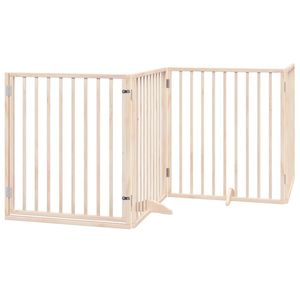 Barrière pliable pour chien en bois de peuplier à 4 panneaux avec porte, 126,0 pouces, enclos et barrières pour animaux de compagnie - Product Image 2