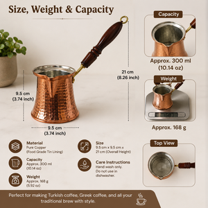 Handmade Hammered Copper Turkish Coffee Pot Cezve Ibrik Wooden Handle Milk Butter Warmer <b>Arabic</b> Greek Coffee Maker Pot - Product Image 6