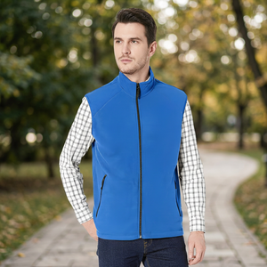 Chaleco deportivo sin mangas para hombre, azul liso, con cuello alto y cremallera, ligero - Product Image 2
