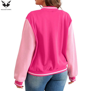 เสื้อแจ็คเก็ตวาร์ซิตี้สีชมพูสำหรับผู้หญิงแบบใหม่ล่าสุด แขนยาว ตัดต่อสีสันสดใส ติดกระดุมแป๊กด้านหน้า สไตล์ลำลอง ใส่ได้ในฤดูใบไม้ร่วง ทรงปกติ - Product Image 2