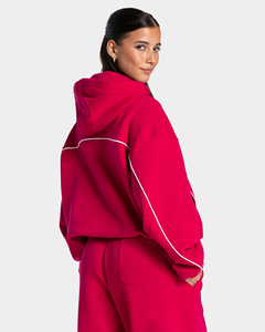 2026 Trending Winter <b>Women's</b> Dark Pink Hoodie <b>Jogger</b> Set Premium Quality 100% Cotton <b>Knit</b> Tracksuit Contrast Piping Two Piece - Product Image 3