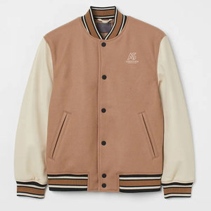 Custom Made Men's Winter Varsity <b>Jacket</b> <b>with</b> Stand Collar and Front Logo Eco-Friendly <b>Fleece</b> OEM Service New Arrival - Product Image 1