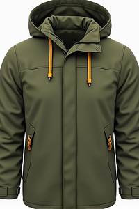 Chaqueta acolchada de poliéster para hombre, con capucha, a prueba de viento e impermeable, con cierre, informal, para exteriores, de invierno. - Product Image 2