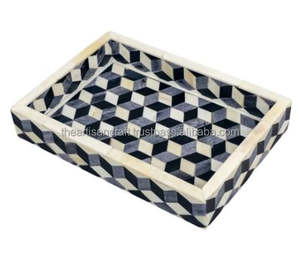 Hecho a mano elegante hueso incrustaciones MDF madera acrílico cocina bandeja para servir artesanías naturales incrustaciones decorativas soporte para pasteles - Product Image 3