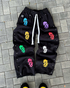 Pantalones Unisex de Moda Urbana para Hombre, Diseño Personalizado 2026, con Estampado Puff, Lavado Ácido, Vintage y Pedrería - Product Image 6